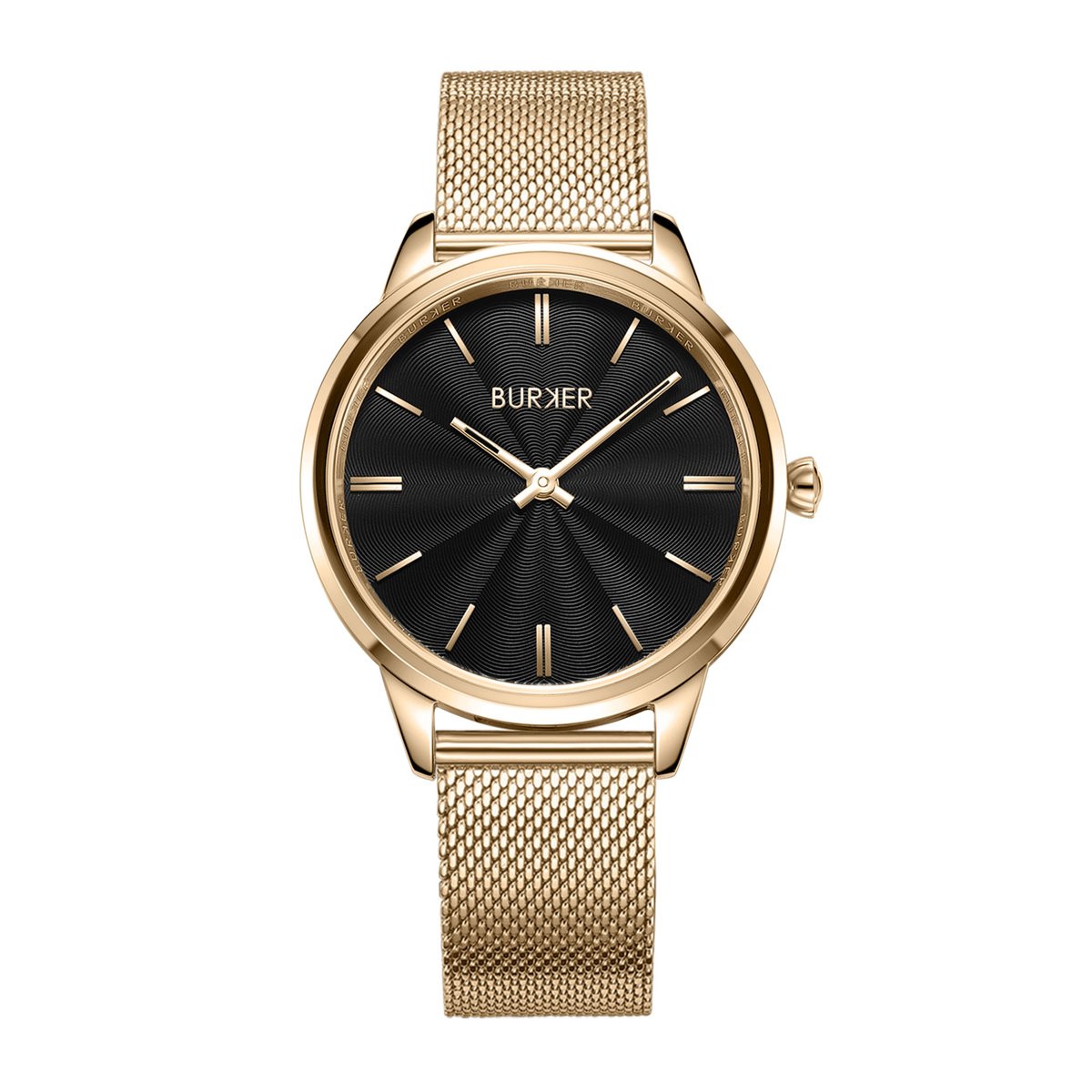 BURKER Emily Horloge Dames - Rond - Goud Zwart - Milanese Band - 36 mm