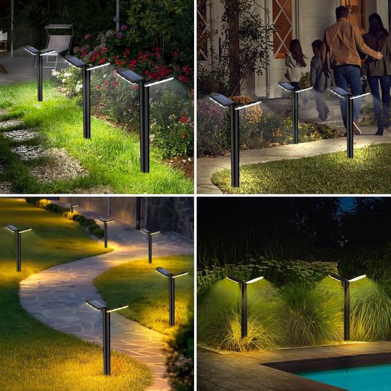 GIGALUMI Zonnelampen voor buiten, 12 stuks, trapverlichting, waterdicht, led -verlichting voor buitentrappen, treden, hekken, terrassen, wit, warmwit