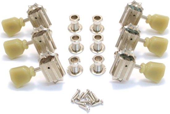 Grover Vintage 135 series nickel stemmechanieken set van 6 - 3x3