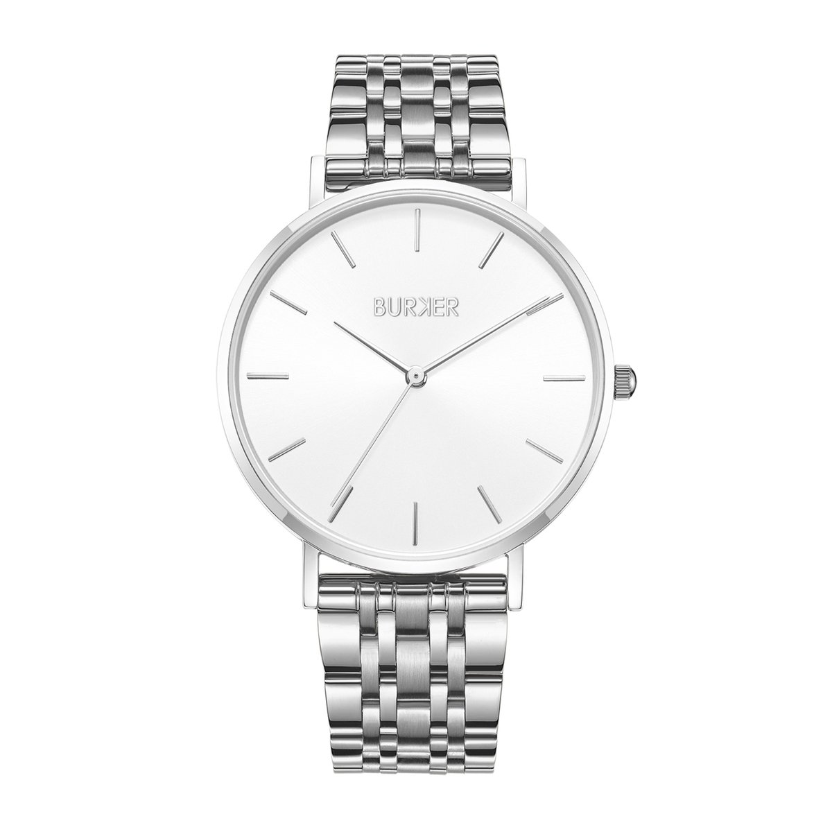BURKER Ruby Horloge Dames - Rond - Zilver Wit - Schakelband - 38 mm