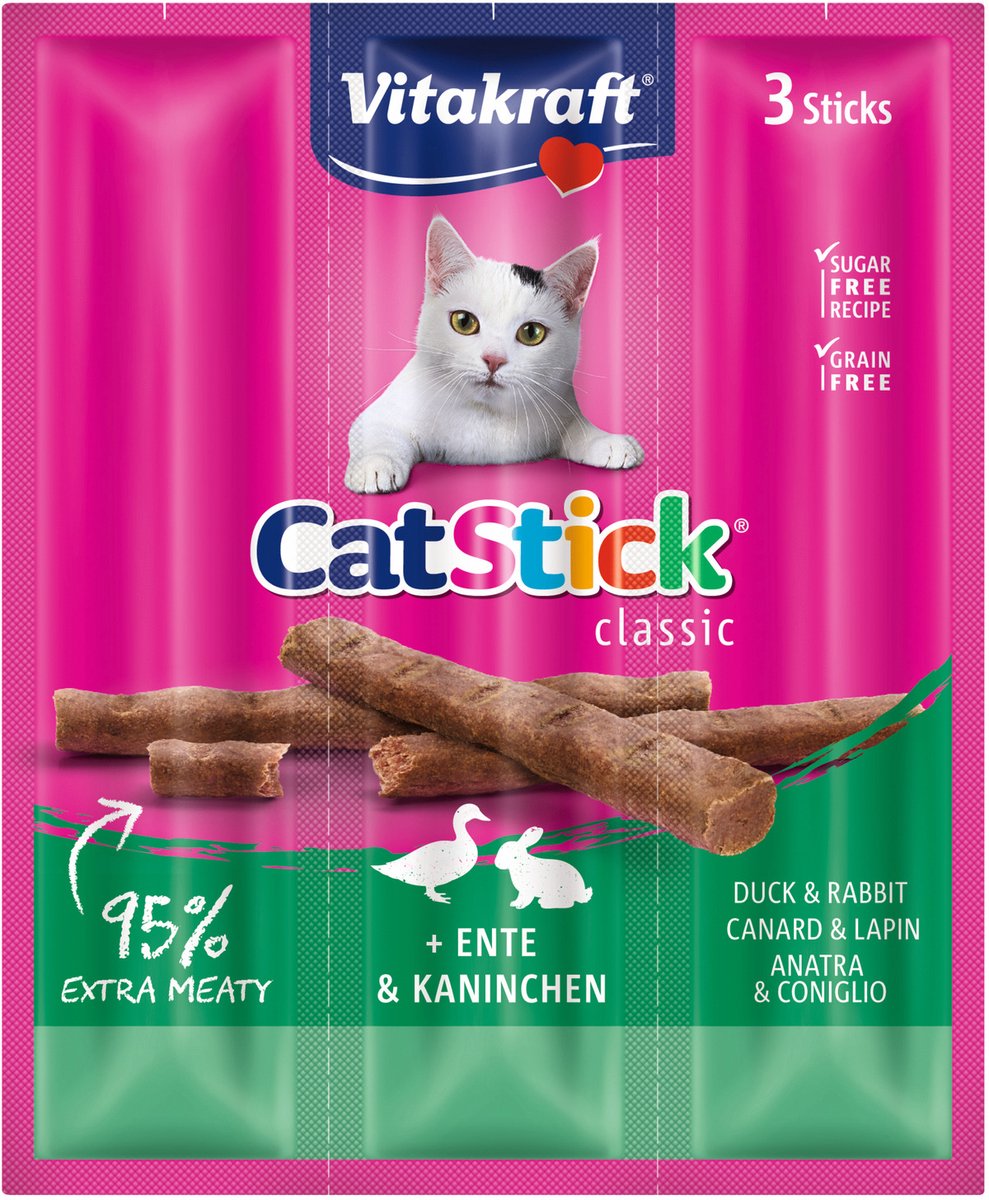 Vitakraft Catstick Mini - Kattensnack - Eend & Konijn - 3 sticks