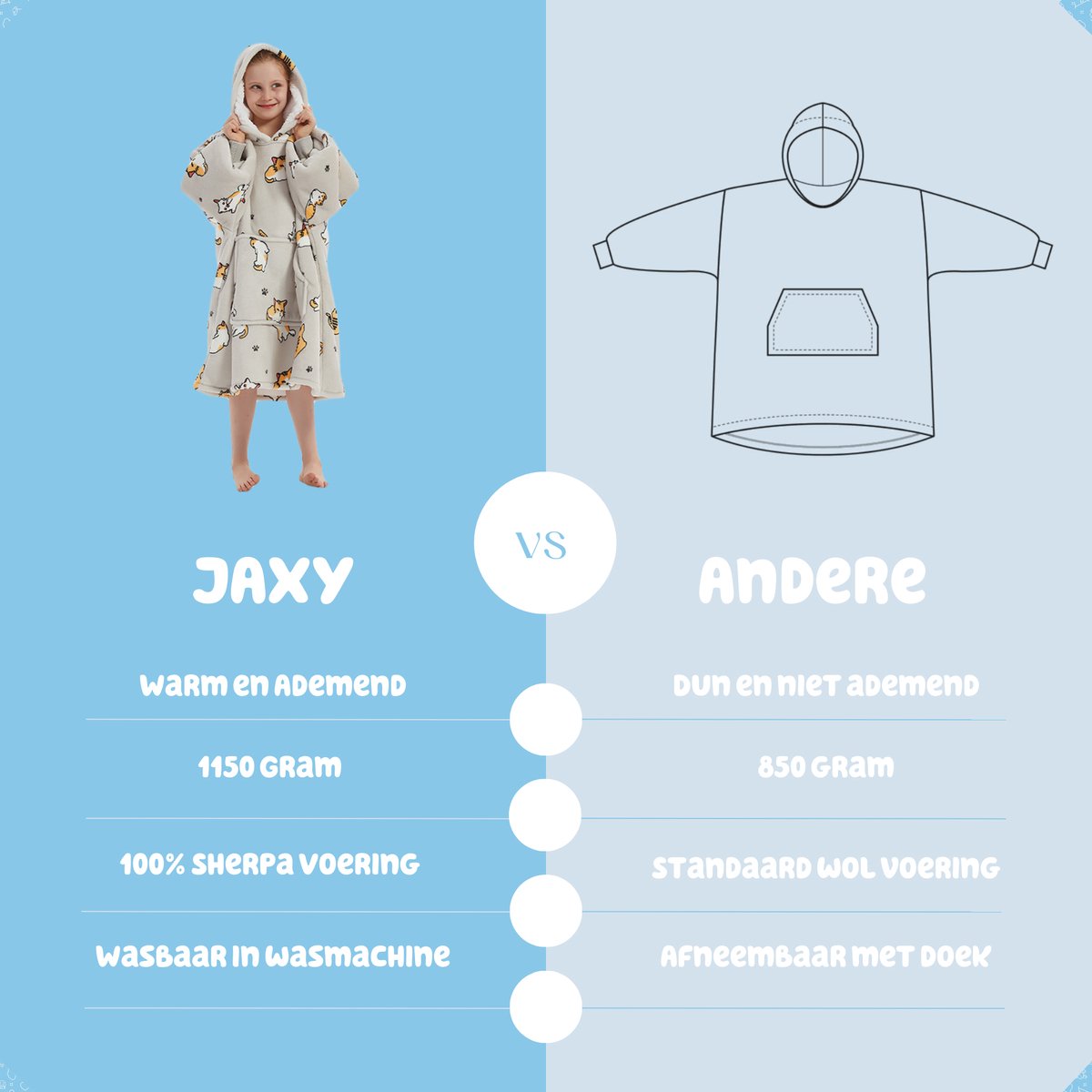 JAXY - Hoodie Deken Kinderen - Fleece Deken Met Mouwen - Snuggle Hoodie - Oodie Kids - 1150 gram - Kat — cadeau in Wonen & Interieur - foto 4