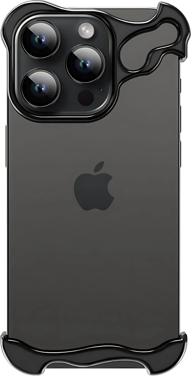 Minimalist phone case - Aluminium bumpercase iphone - Telefoonhoesje - iPhone hoesje shockproof - iPhone - Aluminium - Metaal - Zwart - Bumper hoesje Iphone 14 pro