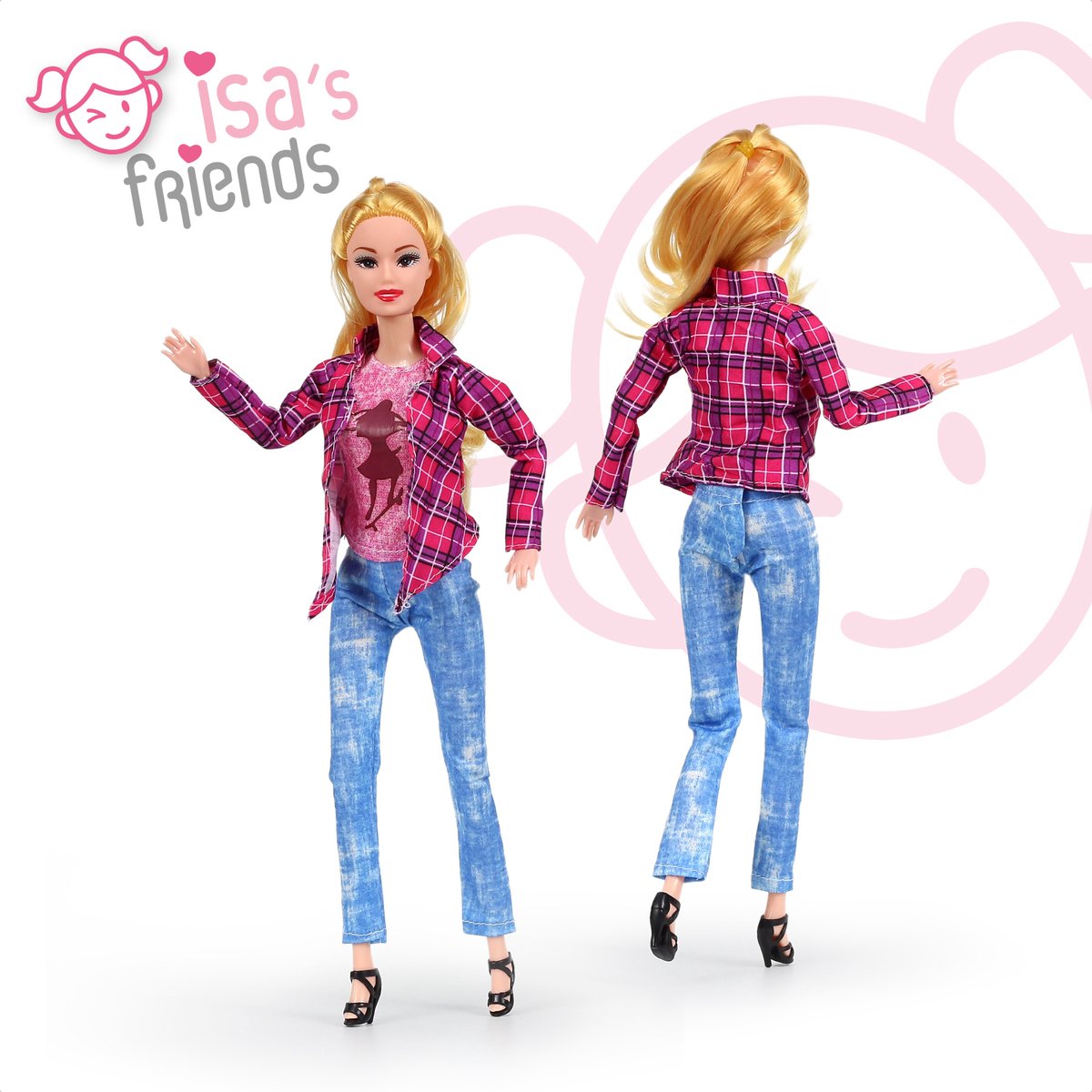 Isa's Friends® Poppenkleertjes - 5 Outfits voor modepoppen - Setje 'Tess' — afbeelding 8