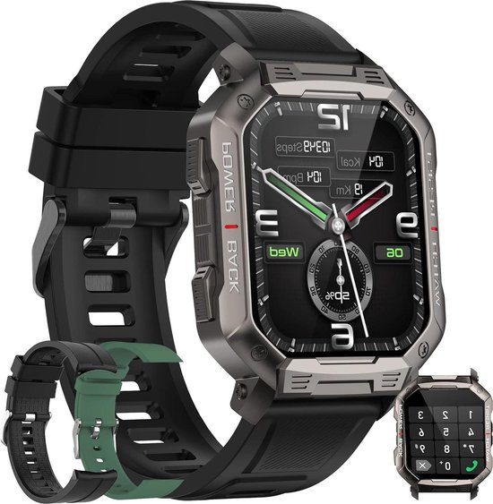 Microwear Smartwatch voor heren, fitness-tracker, smart watch, rond