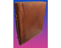 Handgemaakte Lederen schrijfmap A4 - Zakelijke portfolio Laptop tot 14