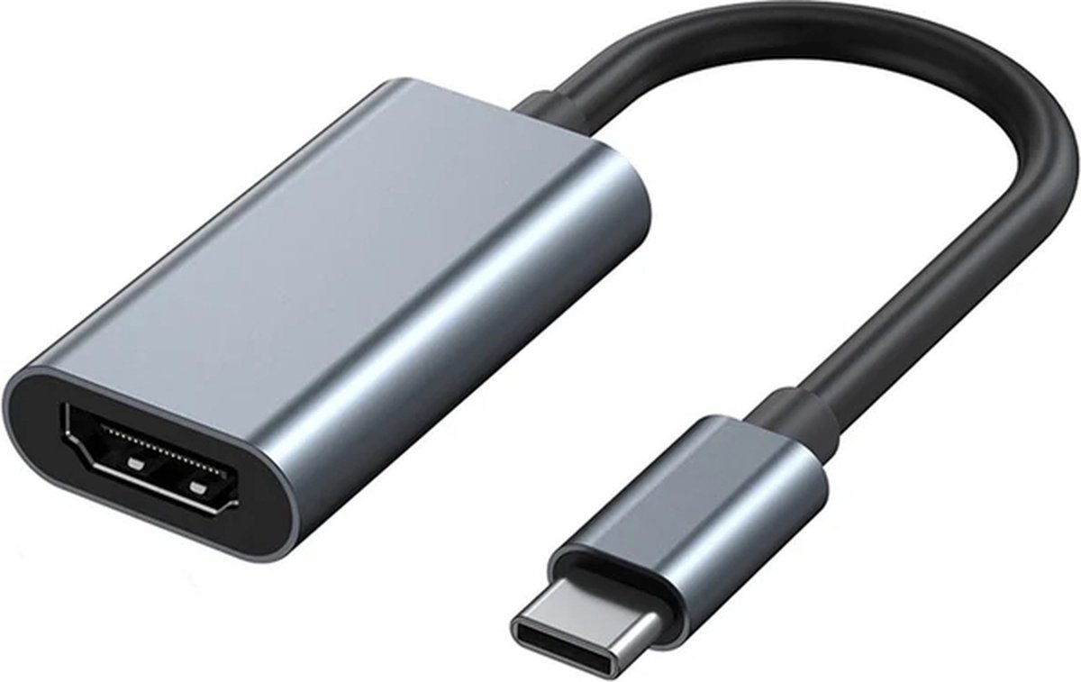 USB C naar HDMI Kabel Adapter Omvormer | Aluminium Behuizing | Thunderbolt 3 | 4K Ondersteuning / Compatibel met Apple, Samsung, Lenovo, HP , Dell , Beamer , Projector |USB-C HUB 4K |HDMI converter |Geschikt voor MacBook Air, Pro en iMac Plug & Play