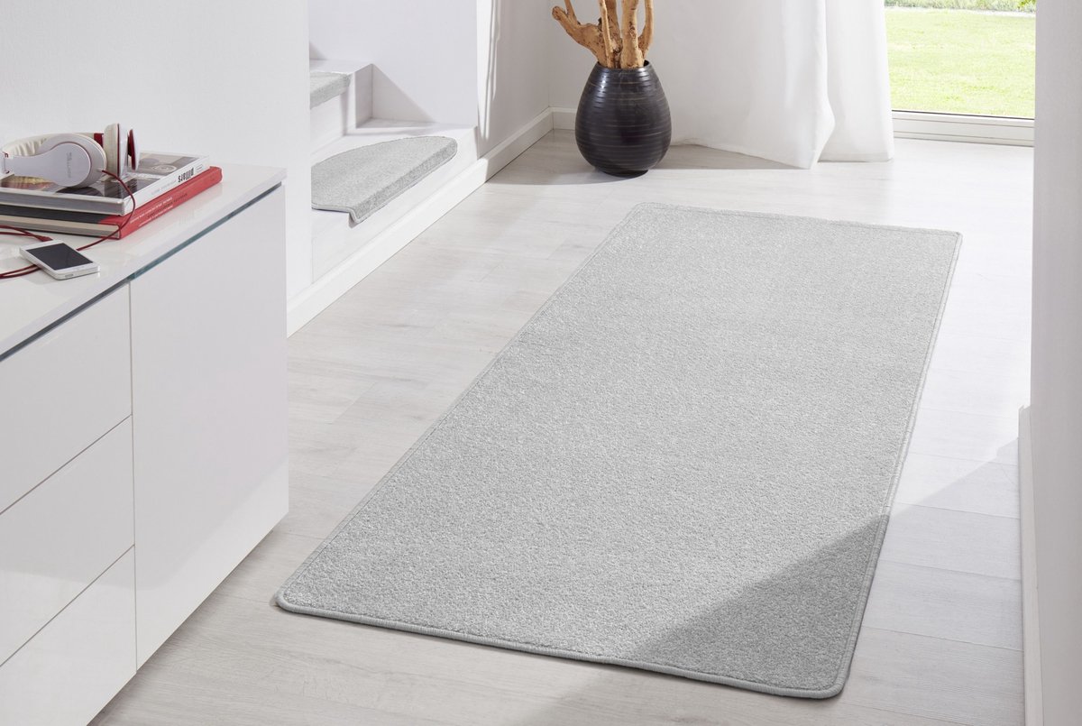 Loper Uni Laagpolig Effen Vloerkleed - Fancy - Grijs 80x200 cm