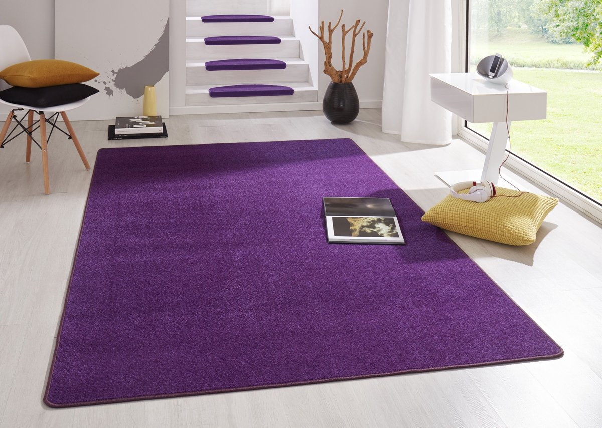 Flycarpets Uni Laagpolig Effen Vloerkleed - Fancy - Paars 133x195 cm