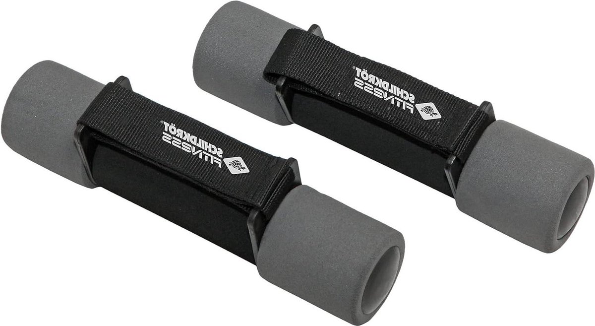Dumbbells/Gewichten Soft halterset 2 x 10 kg zwart-antraciet in draagtas - fitness workout