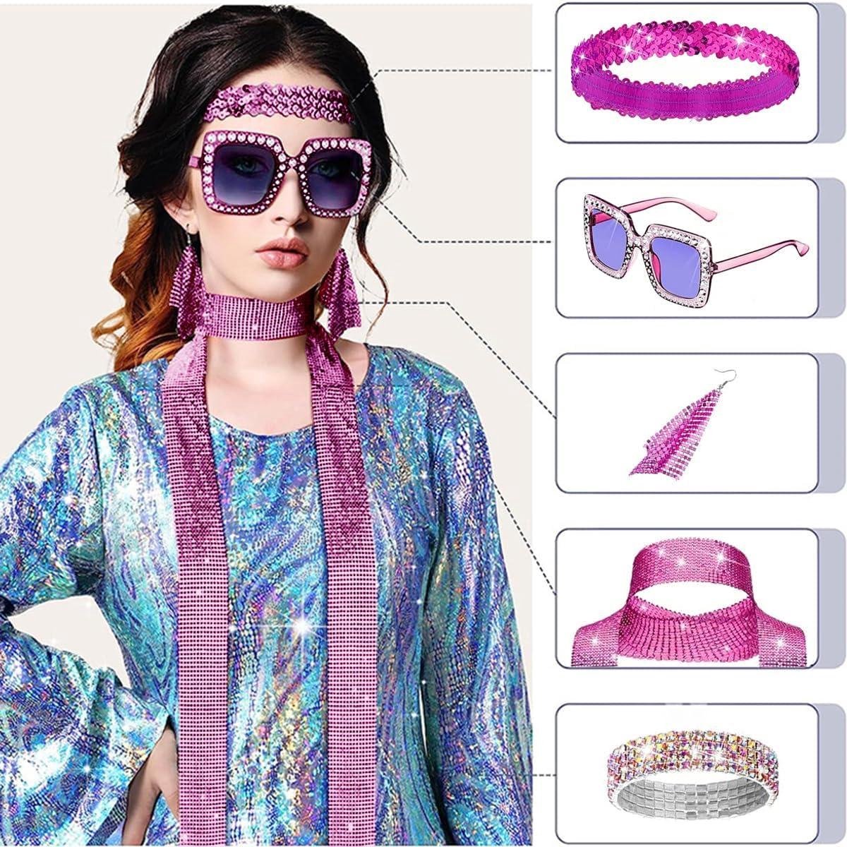 Disco Accessoires uit de jaren 70, disco kostuum set, Sprankelende 70s