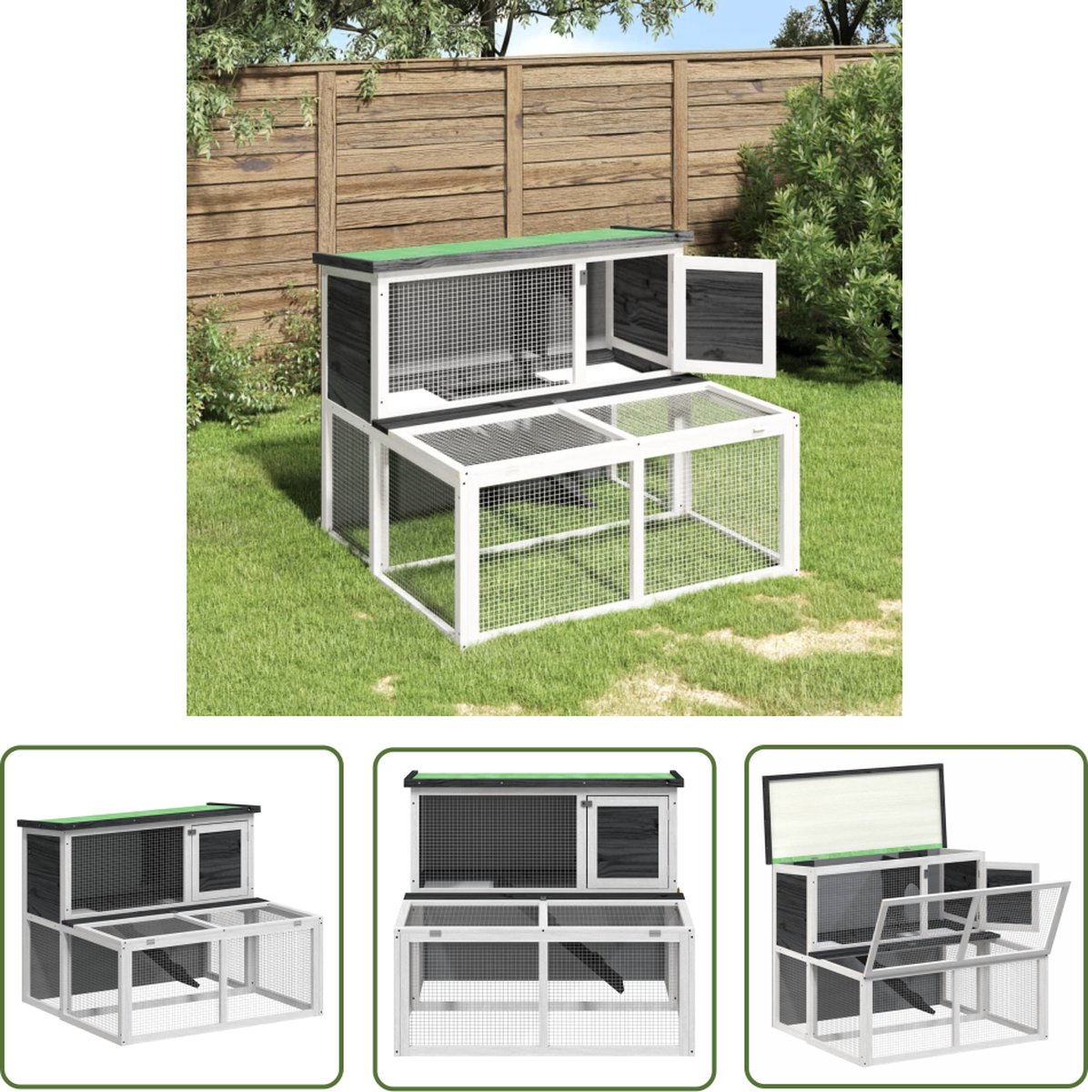 vidaXL Konijnen Verblijf – Konijnenhok – Konijnenhok 102x90x84,5 cm massief grenenhout grijs – Houten Konijnenhok – Groot Konijnenhok – Konijnenren vidaXL Konijnen Verblijf – Konijnenhok – Konijnenhok 102x90x84,5 cm massief grenenhout grijs – Houten Konijnenhok – Groot Konijnenhok – Konijnenren