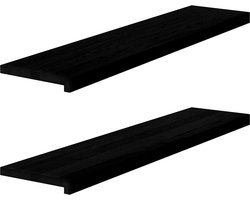 vidaXL - Vensterbanken - 2 - st - 110x25x2 - cm - massief - eikenhout - bruin-zwart