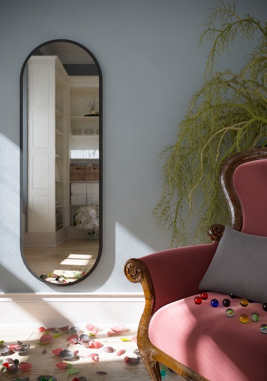 Collection Mano - Naya - Zwart 150x50 cm Miroir décoratif pleine longueur - Miroir mural moderne pour le salon - Miroir de toilette - miroir de salle de bain - miroir de maquillage