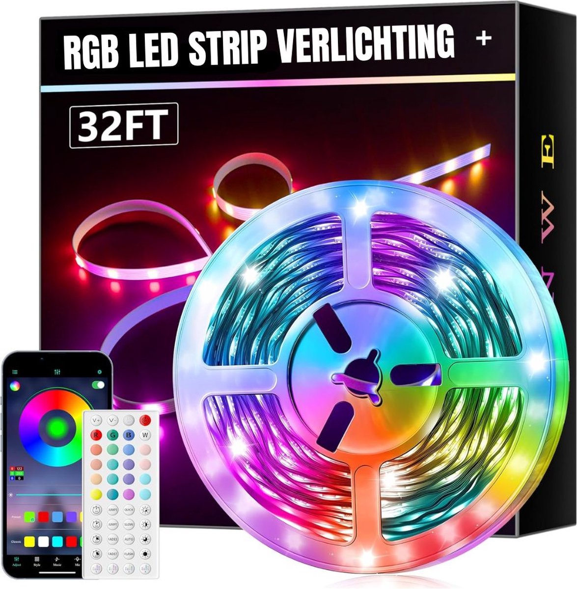 LED Strip - LED Strip 10 Meter met App - LED Strip met Afstandsbediening met 16 Miljoen kleuren - 24V - Plakrand
