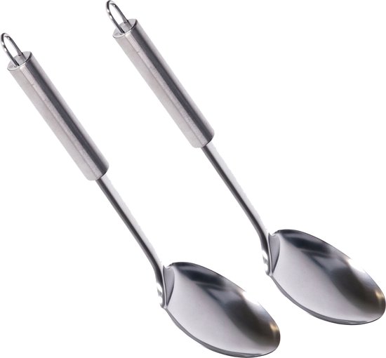 Cuillère de service Alessandro - 2x - argent - acier inoxydable - 32 cm - Ustensiles de cuisine - grande