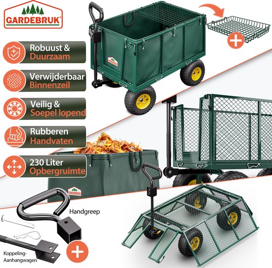 Gardebruk Bolderkar - Belastbaar tot 550kg Zeil 114x52x64cm - Groen van Gardebruk — afbeelding 2