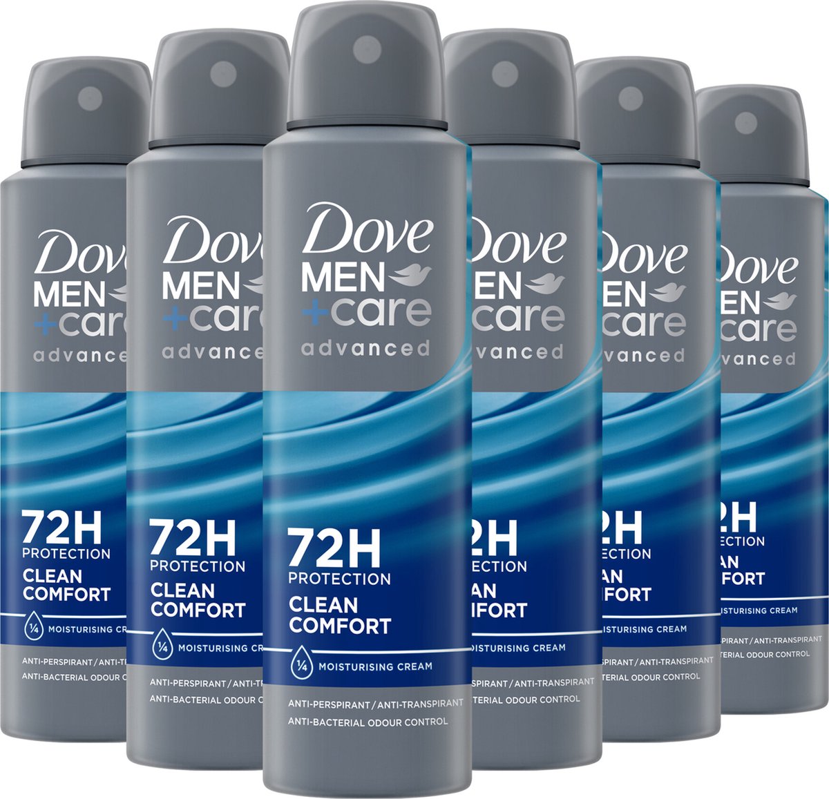 Dove Men+Care Advanced Clean Comfort Anti-Transpirant Deodorant Spray - 6 x 150 ml - Voordeelverpakking