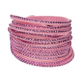Creamie - wikkelarmband - glitter - roze - Maat One size