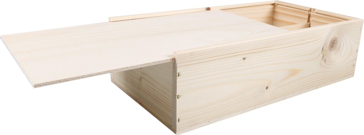 Wijnkist | 2 flessen | schuifdeksel | 340x176x85mm | hout | naturel | 5 stuks