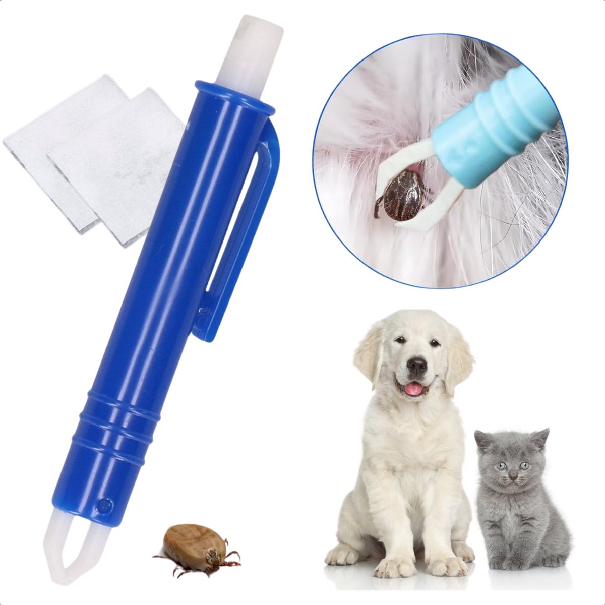 Goedkoopste Tekenset - Tekenpincet - Tekenverwijderaar - Tick Twister - Tekentangset Met Alcoholdeppers - Compact Formaat - Voor Honden en Katten - Kunststof - Inclusief EBOOK