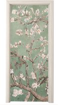 Deurposter 80x205 cm - Deursticker Amandelbloesem - Kunst - Van Gogh - Groen - Meubelfolie zelfklevend - Deurfolie woonkamer - Interieurfolie fotobehang - Deur plakfolie - Deurstickers - Deurbehang sticker - Kamer decoratie