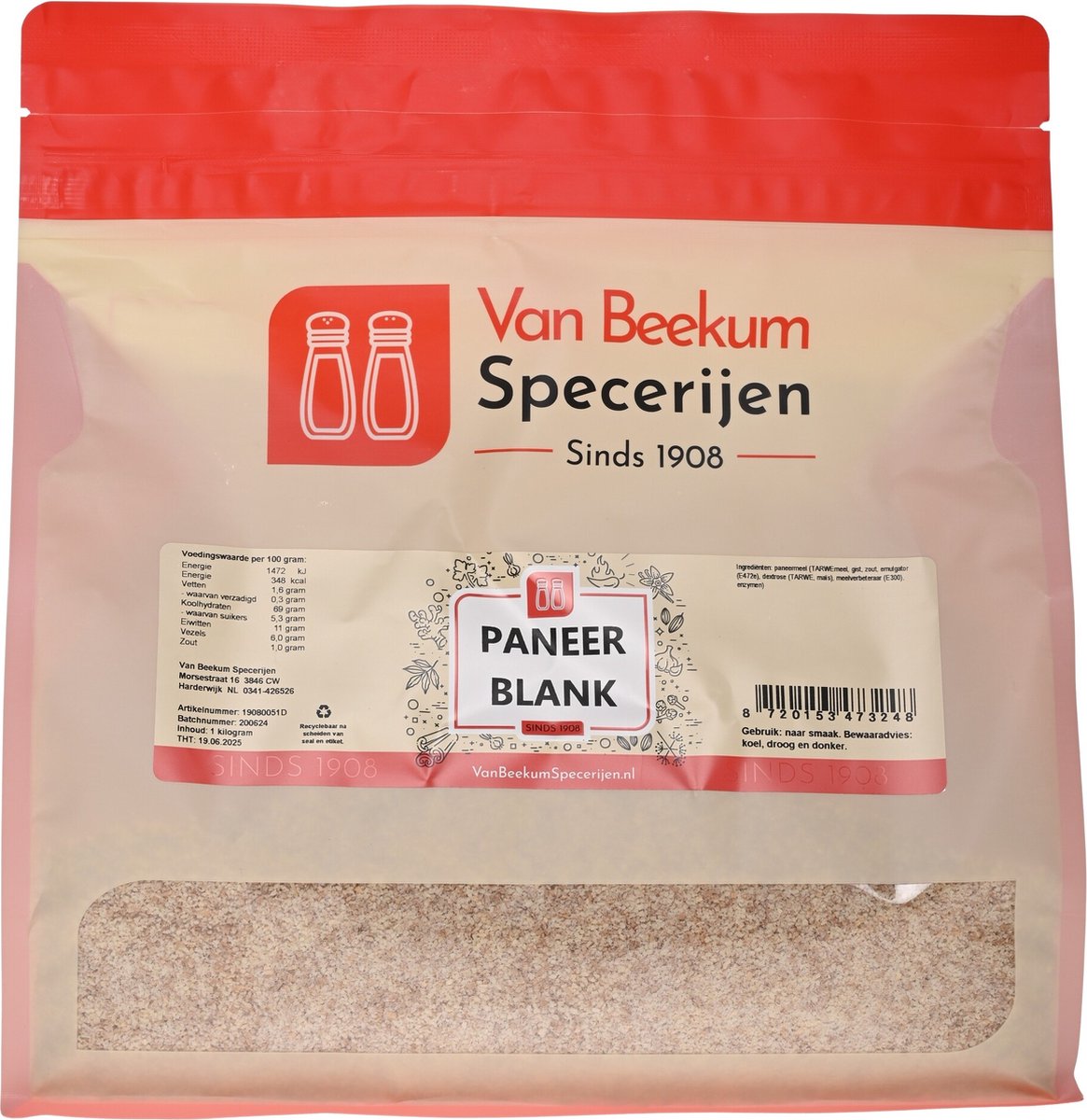 Goedkoopste Van Beekum Specerijen - Paneer Blank - 1 kilo (hersluitbare stazak