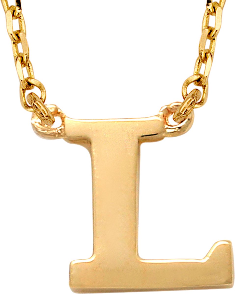 New Bling 9NBG-900L Gouden Ketting met Letter L - 6mm - Ankerschakel - 38+2,5+2,5cm - Initiaal sieraad - 14 Karaat - Goud