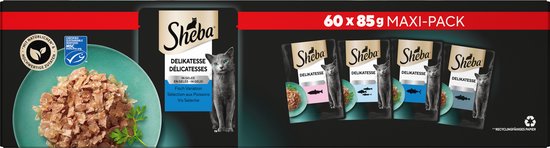 Sheba Delicatesse Maaltijdzakjes - Kattenvoer -Vis Selectie in gelei - 60x85 g