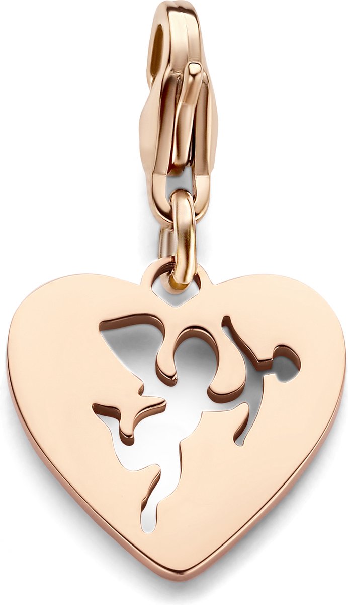 CO88 Collection 8CH-00023 Stalen Bedel - Hartje - Cupido - Opengewerkt - 16 x 16 mm - Roségoudkleurig