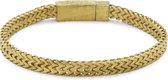 Frank 1967 7FB-0579 Stalen Armband - Heren - Dubbele Vossenstaart - Staal - Geborsteld - 6,1 mm Breed - 3,1 mm Dik - 20 cm Lengte - Goudkleurig