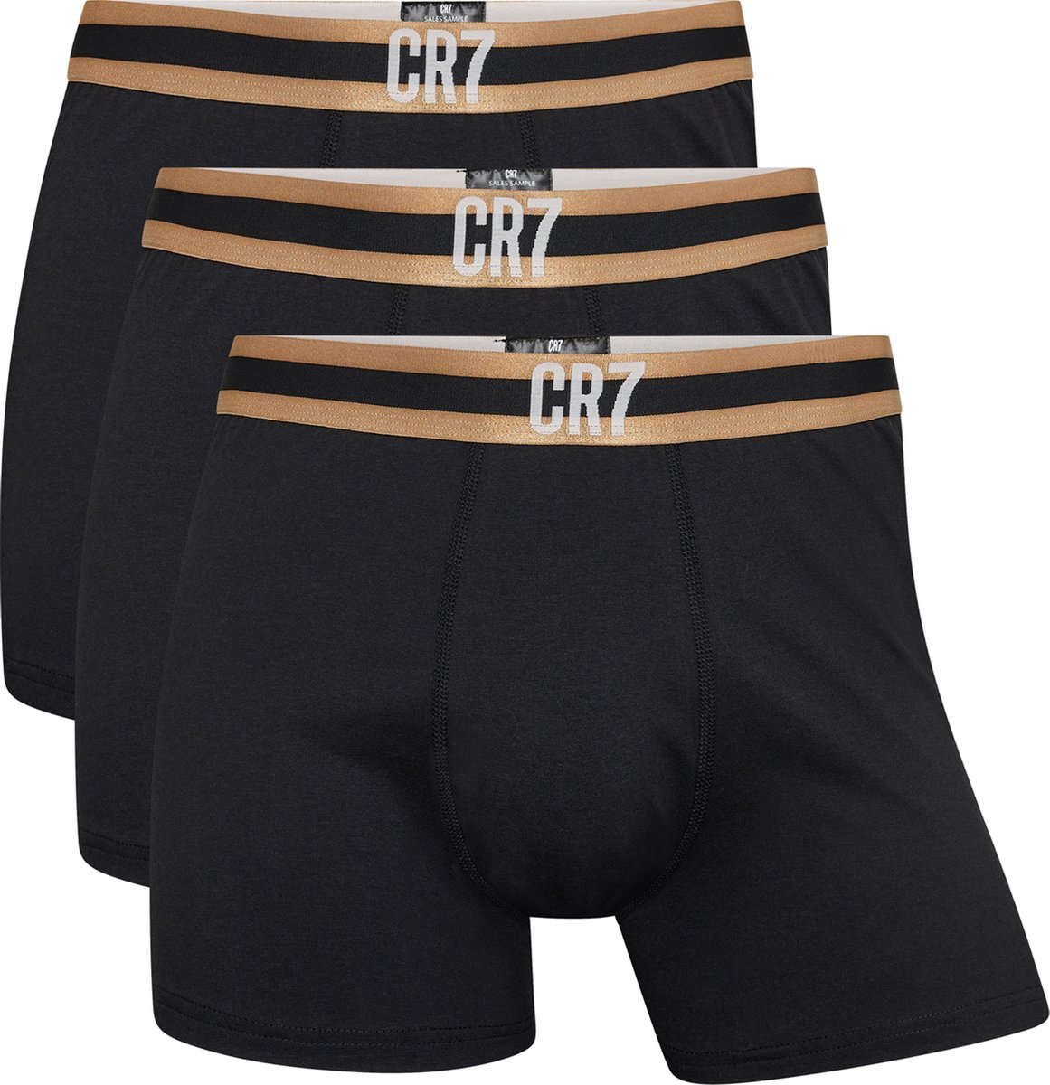 CR7 Heren Boxershorts Effen Zwart Gold 3-Pack - Maat M