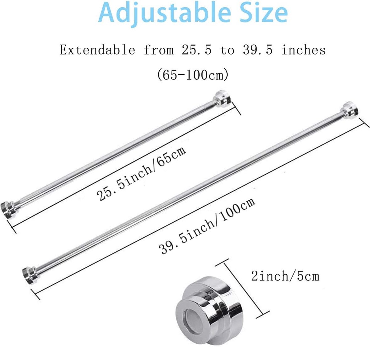 Verstelbare Douchegordijnstang Roestvrij Staal Antislip - afbeelding 2