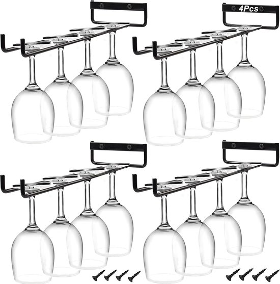 Metalen wand wijnrek bar planken drank plank muur gemonteerd met led-licht hangende wijnglas houder rek voor drankflessen zwevende bar kast drank fles display plank voor thuis bar keuken(Nero,120cm(47