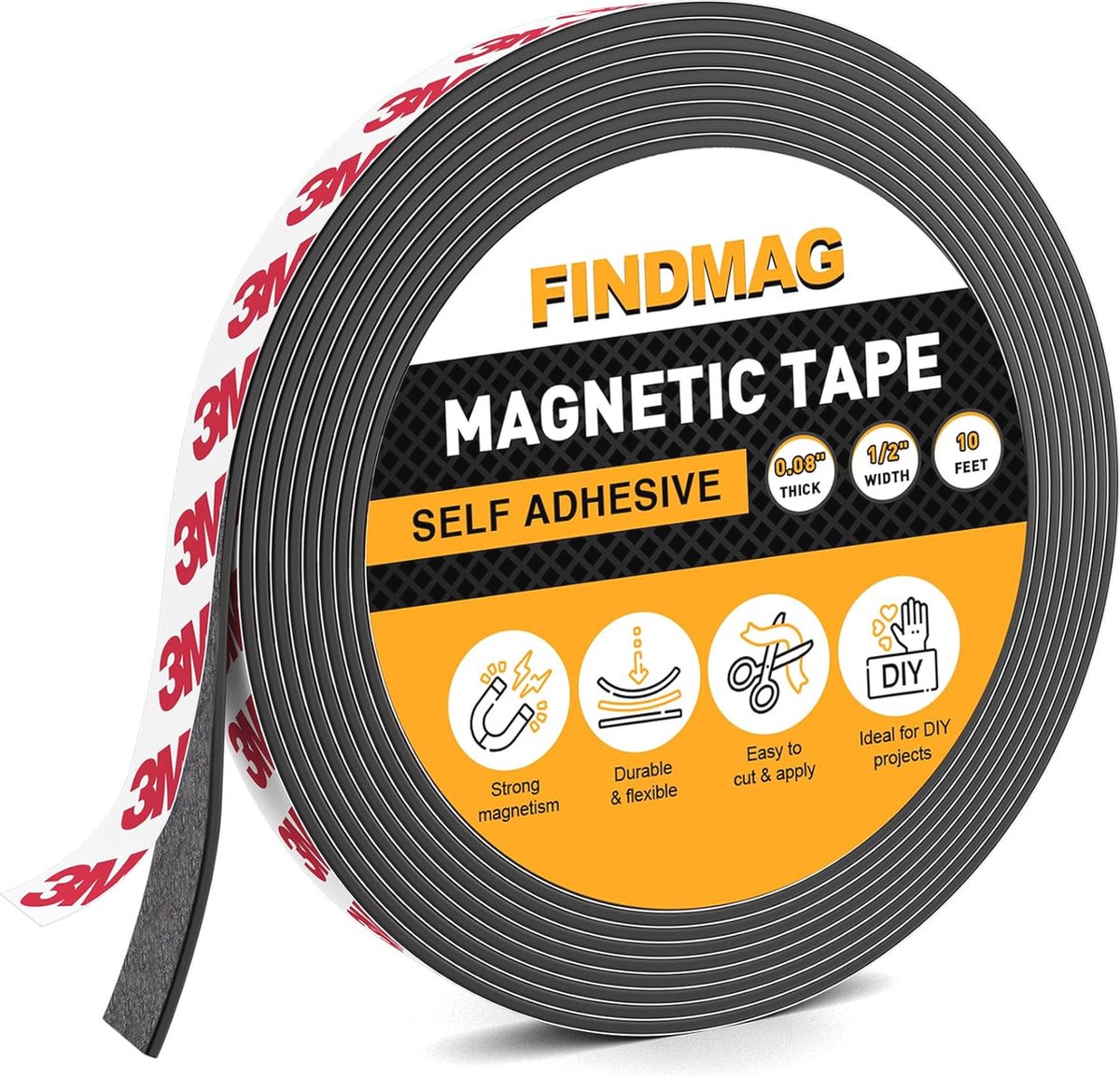 Flexibele Magnetische Tape 10 Voet met Sterke Zelfklevende Magneten voor Doe-Het-Zelf Projecten en Organisatie