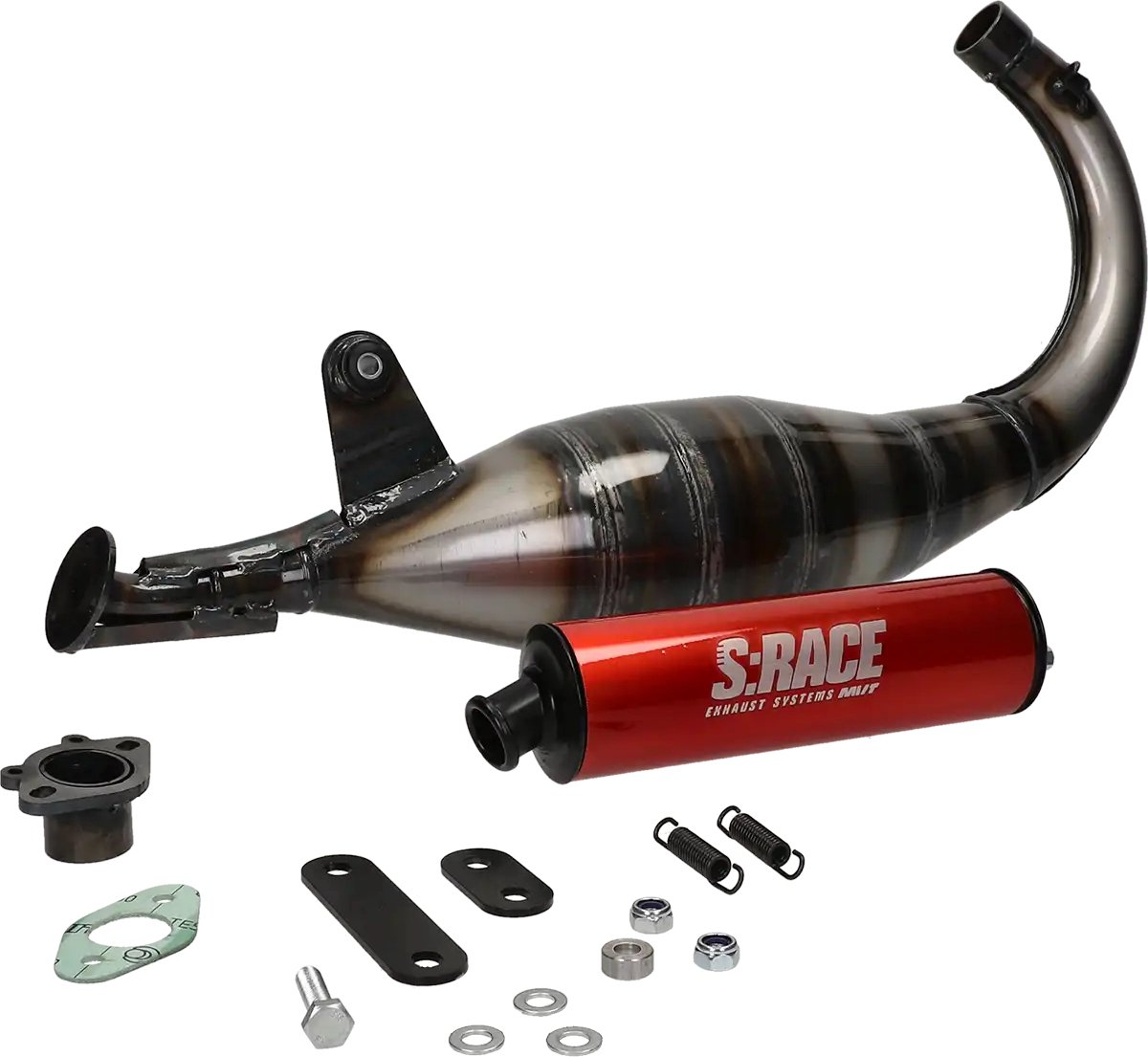 Uitlaat MVT S-Race EC13 70/80cc Derbi schakel onderlangs