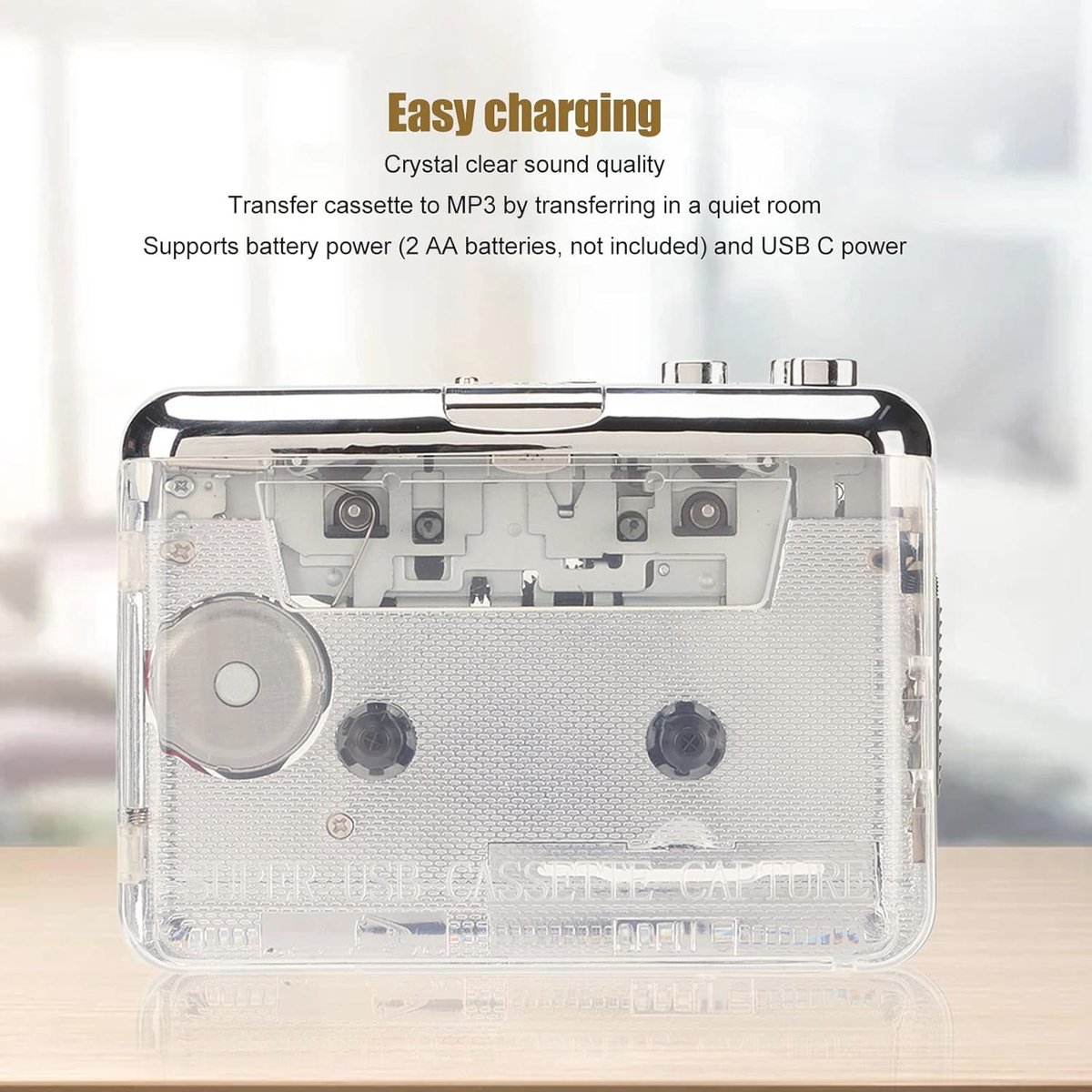 Lecteur Cassette Portable & Convertisseur USB – Enregistreur MP3, Lecture/Conversion Cassette Vers Numérique, Orange – Avec Casque & Câble