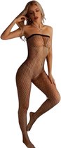 Porno bodysuit mesh - Open kruis - Visnet bodystocking - Polyester - Erotische outfit vrouwen - Panty bodysuit