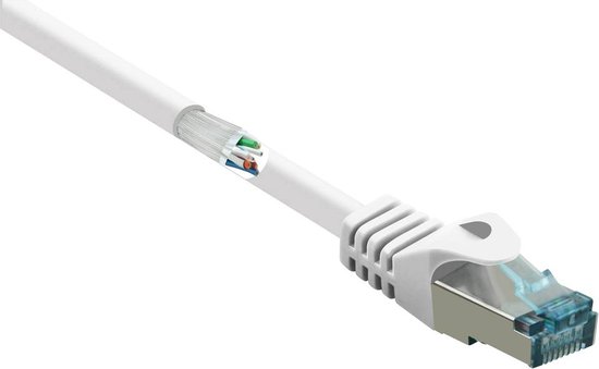 Foto: Renkforce rf 5462396 rj45 netwerkkabel patchkabel cat 6a s ftp 20 00 m wit snagless vlambestendig 1 stuk s 