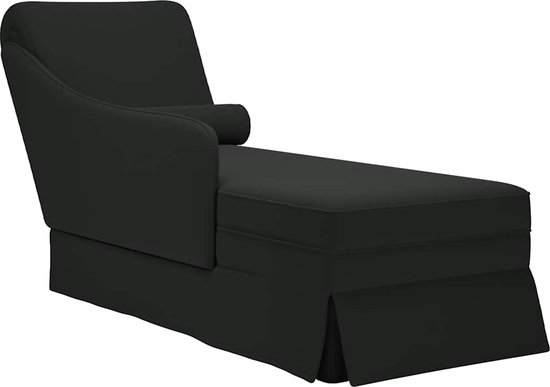 Chaise longue met rechterarmleuning fluweel zwart | -nl