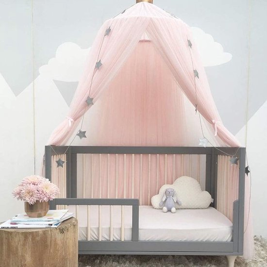 HUOQOU Dubbellaagse prinsessen-ronde koepel, baldakijntent voor meisjes, volwassenen en kinderen, dromerig muggennet, schattige slaapkamerdecoratie, slot, speeltent, leeshoek (Qingfeng Flower
