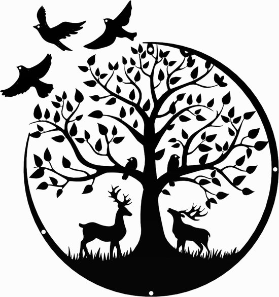 Levensboom Tree of Life - Industriële wanddecoratie van metaal - 51 cm