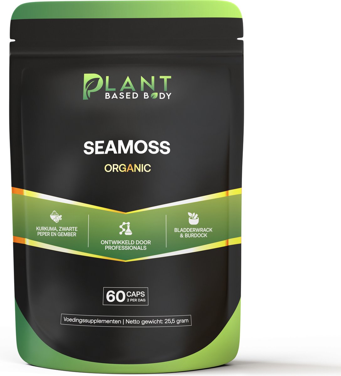 Goedkoopste Plant Based Body - Sea Moss - Seamoss Capsules - Irish Sea Moss - Superfood - Zeewier - Poeder - Geen Gel of Gummies - Kurkuma Zwarte Peper en Gember - Vitamines - Mineralen - Ondersteunt Immuunsysteem en Schildklier - Dr Sebi - 60 Vegan Capsules