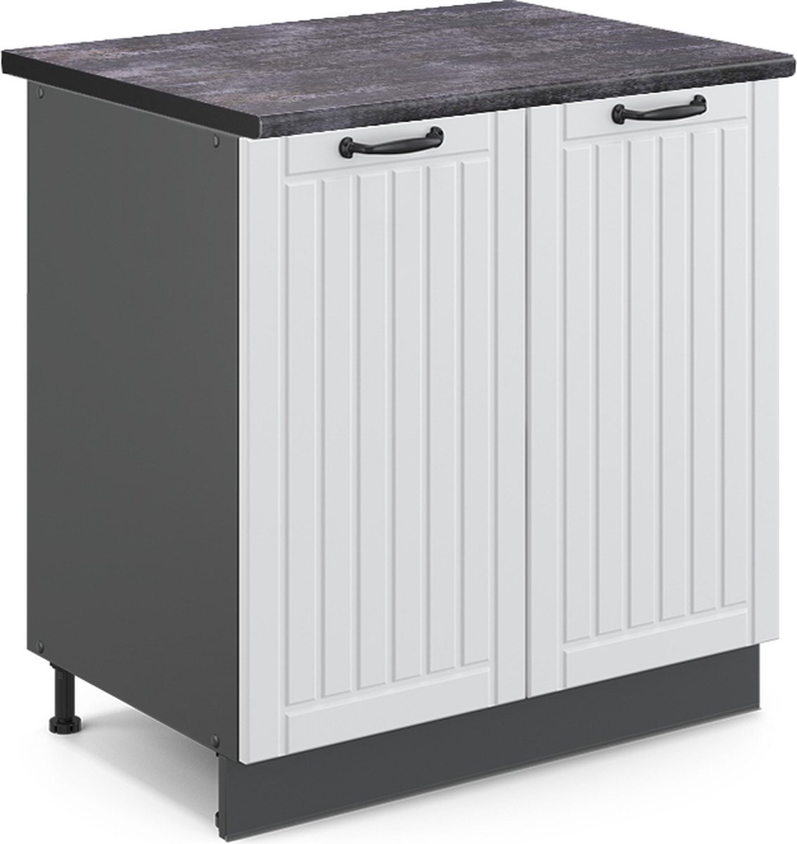 Vicco Fame-Line Wastafelkast – 80 cm met legplank, WB Antraciet Wit Landhuis