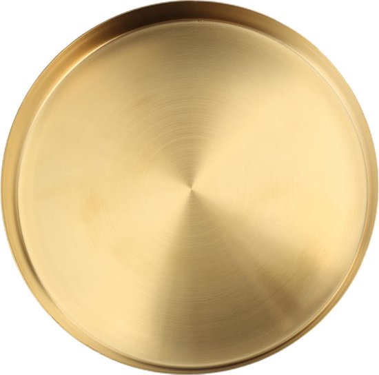 Plateau De Service Rond Doré 22cm - Organisateur Bijoux Et Maquillage En Acier Inoxydable