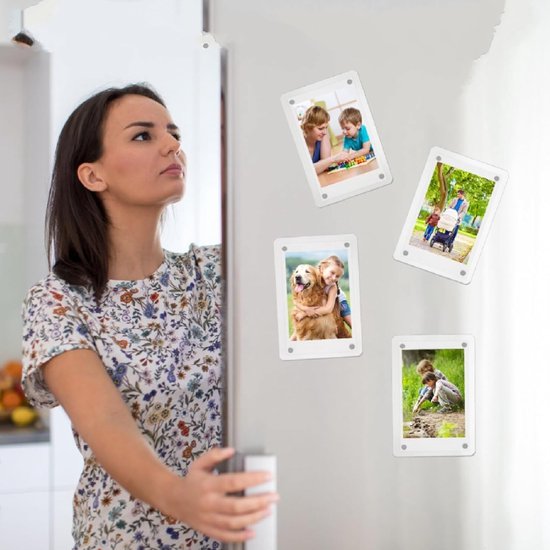 Magnetische fotolijst voor koelkast, 10 x 15 cm (10 stuks) – koelkastmagneet – decoratie fotohouder met transparante zak – fotografische weergave familie kinderen school (fotoformaat A6