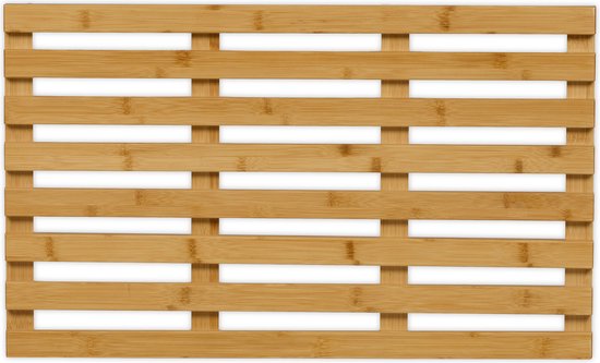 badmat bamboe - 66 x 40 cm - antislip - rubberen voetjes - sneldrogend