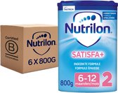 Lait maternisé Nutrilon 2 Satisfa+, 6 boîtes de 800g et carton.