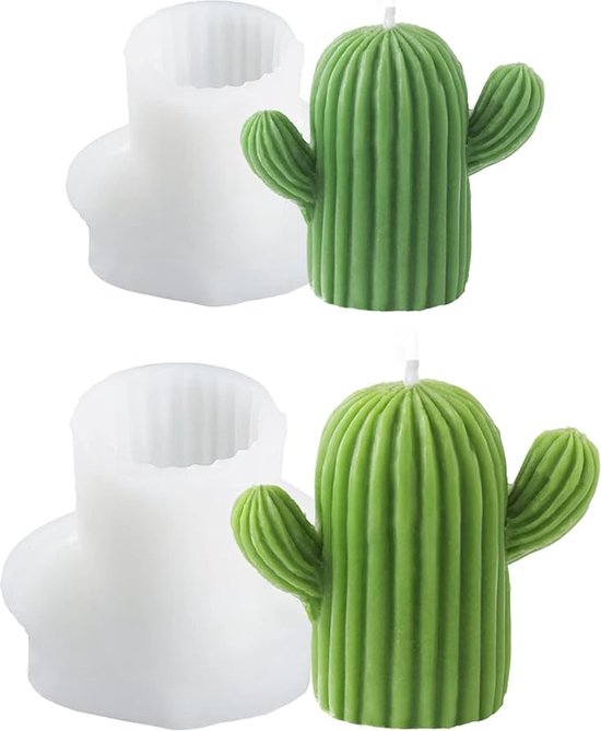 Set van 2 - Kaars mallen - Kaarsmal - Zelf kaarsen maken - cactus - siliconen mal - Schimmel - Zeep maken - 83*49*72mm - wit