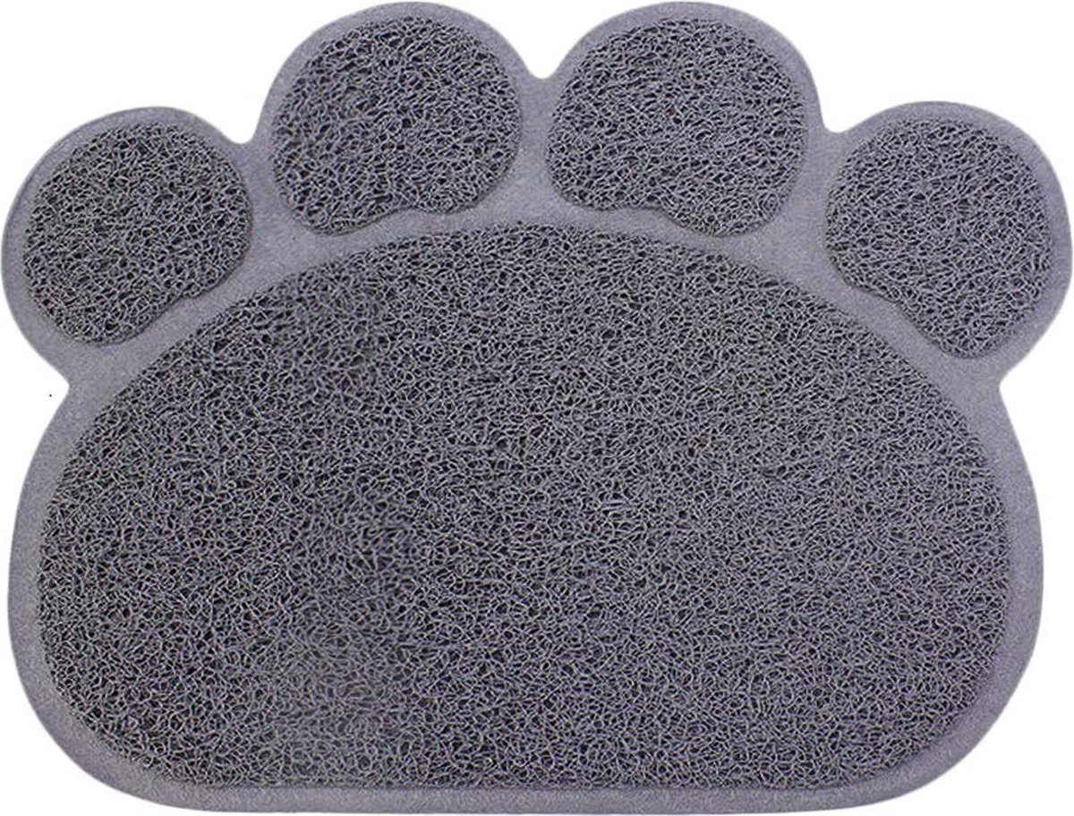 JGS ® Praktische Voedermat in Speelse Klauwvorm voor Huisdieren - Grijs, 30 x 37 cm